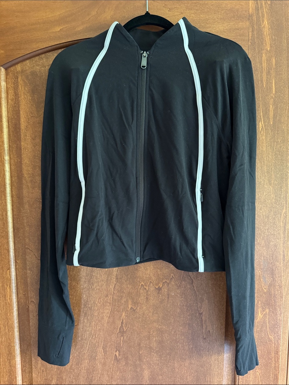 Black Zip-Up with White Trim